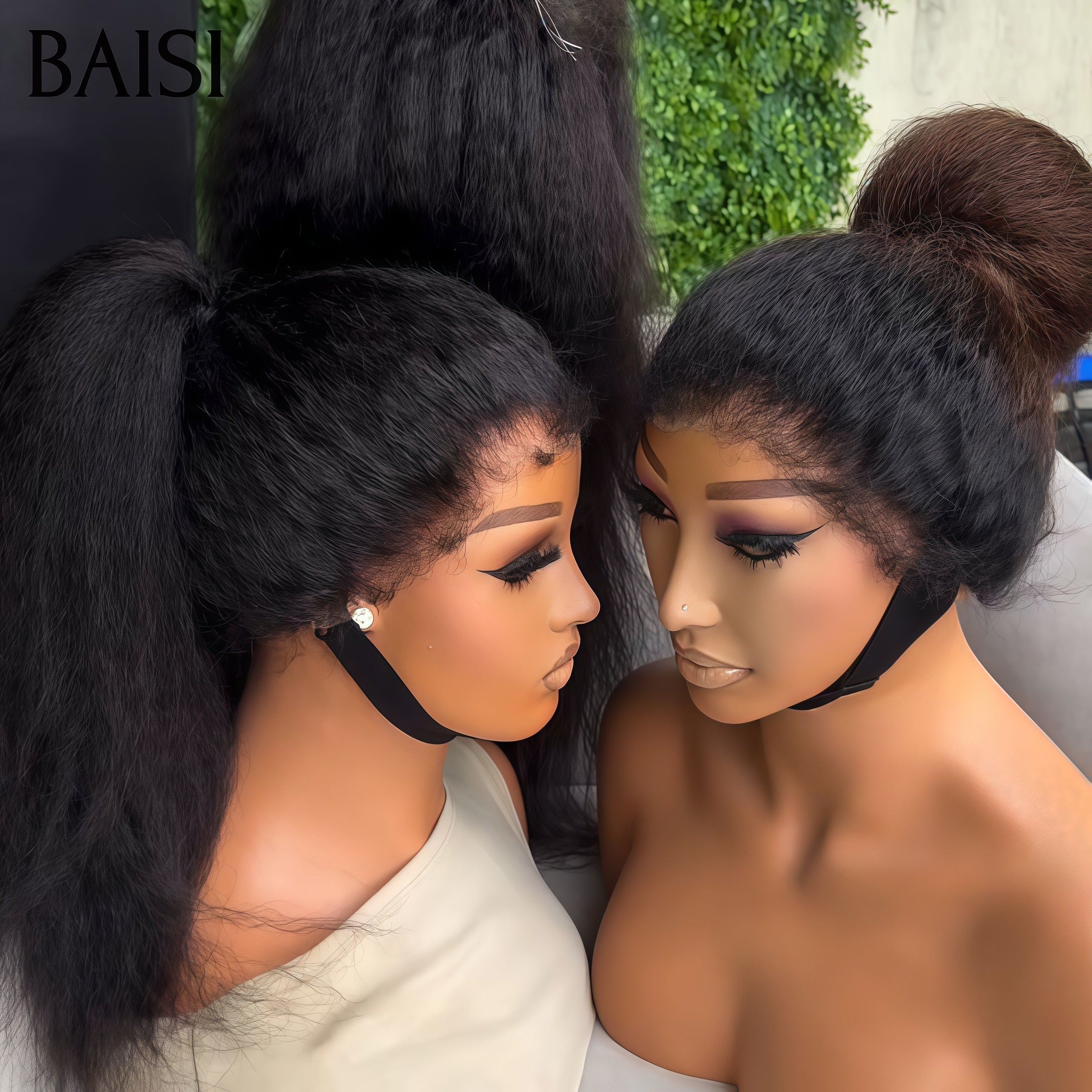 BAISI 360 Lace Straight Human Hair Chignion Hairstyle Wig