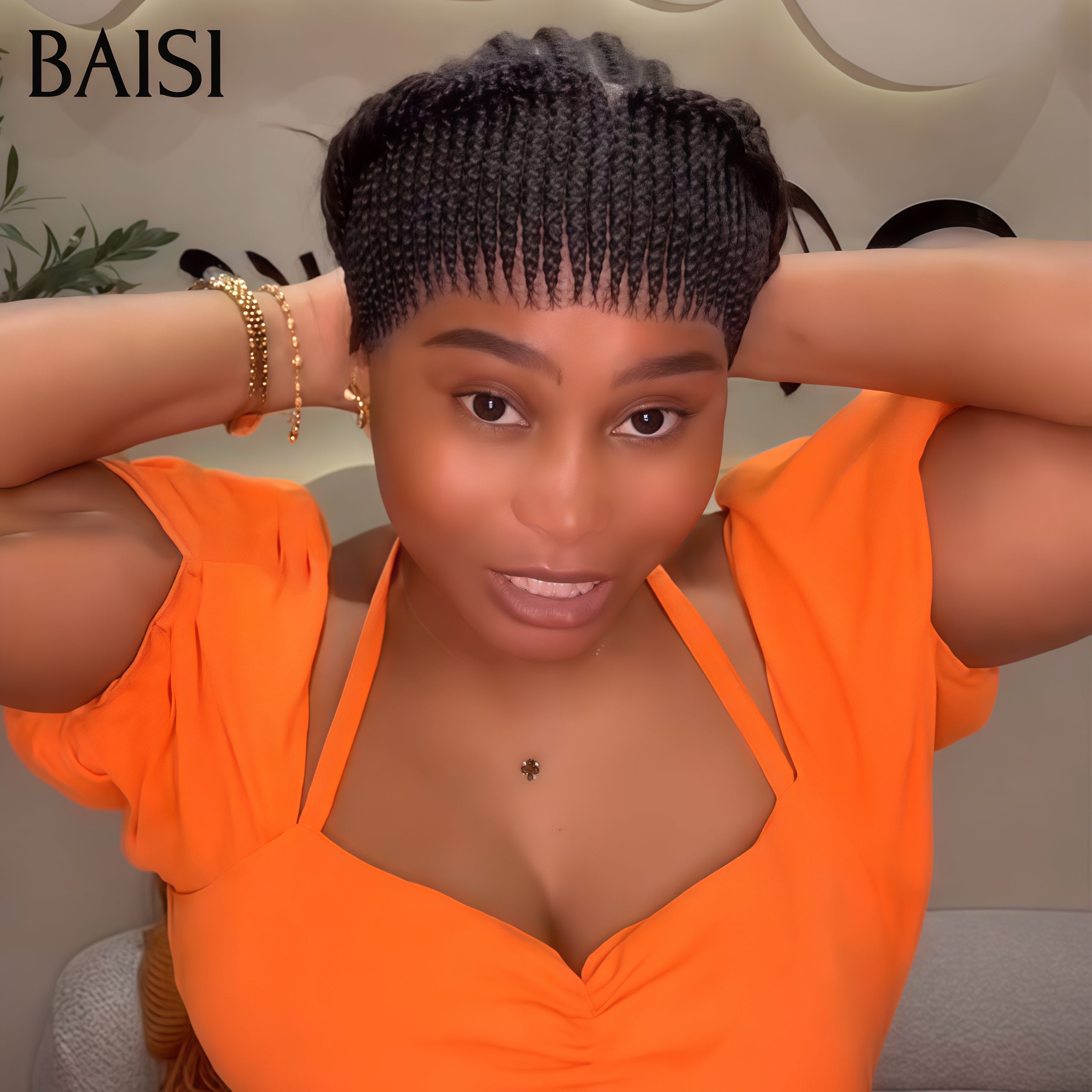 BAISI Grande lace frontale avec coiffure tressée natte prête à porter 100% comme la video 69€ sans colle simple et efficace résultat beau et naturel