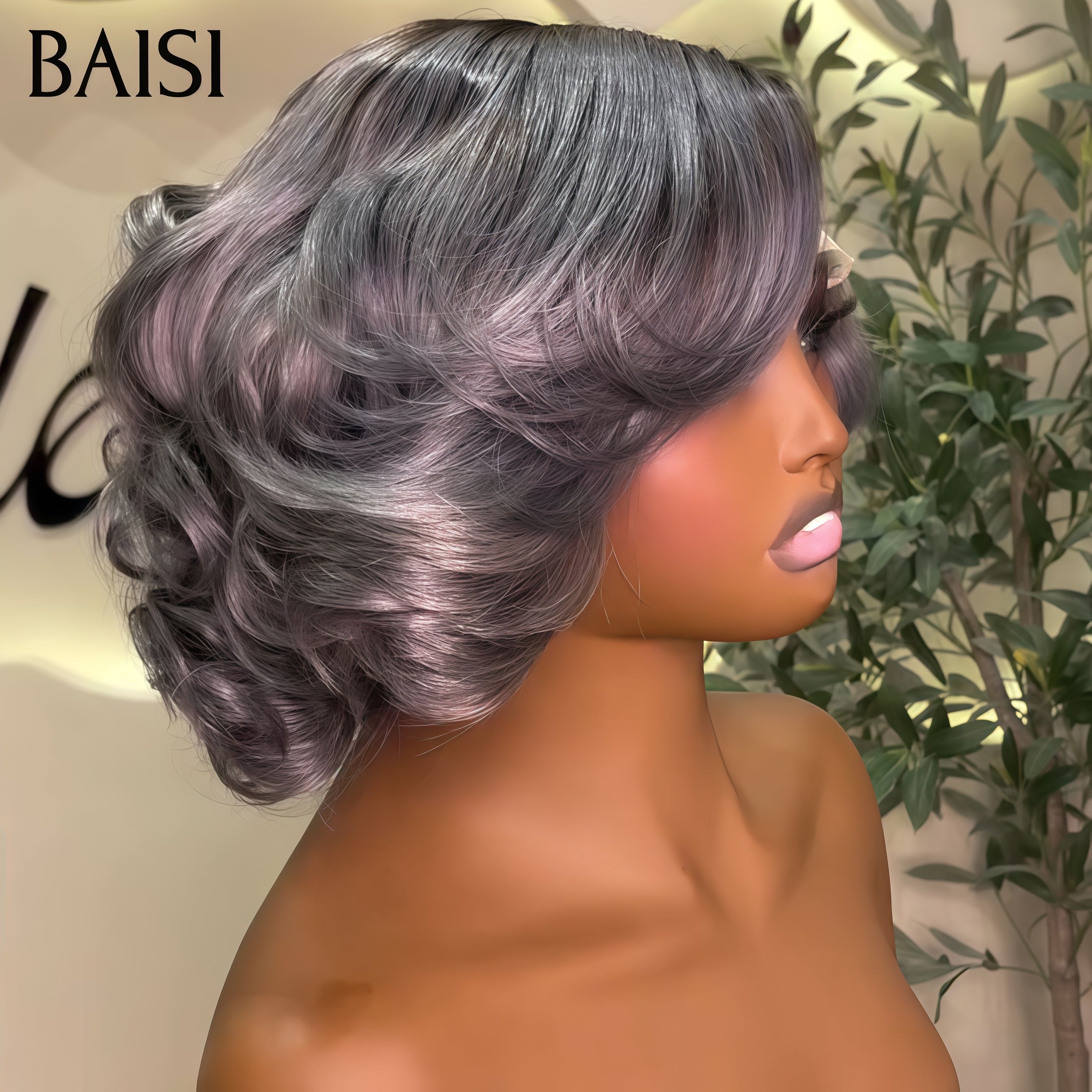 BAISI Pixie Peruca Cores Personalizadas Na Cor 1BT-4 #350 # € 66 em Cabelo 100% Humano FR38