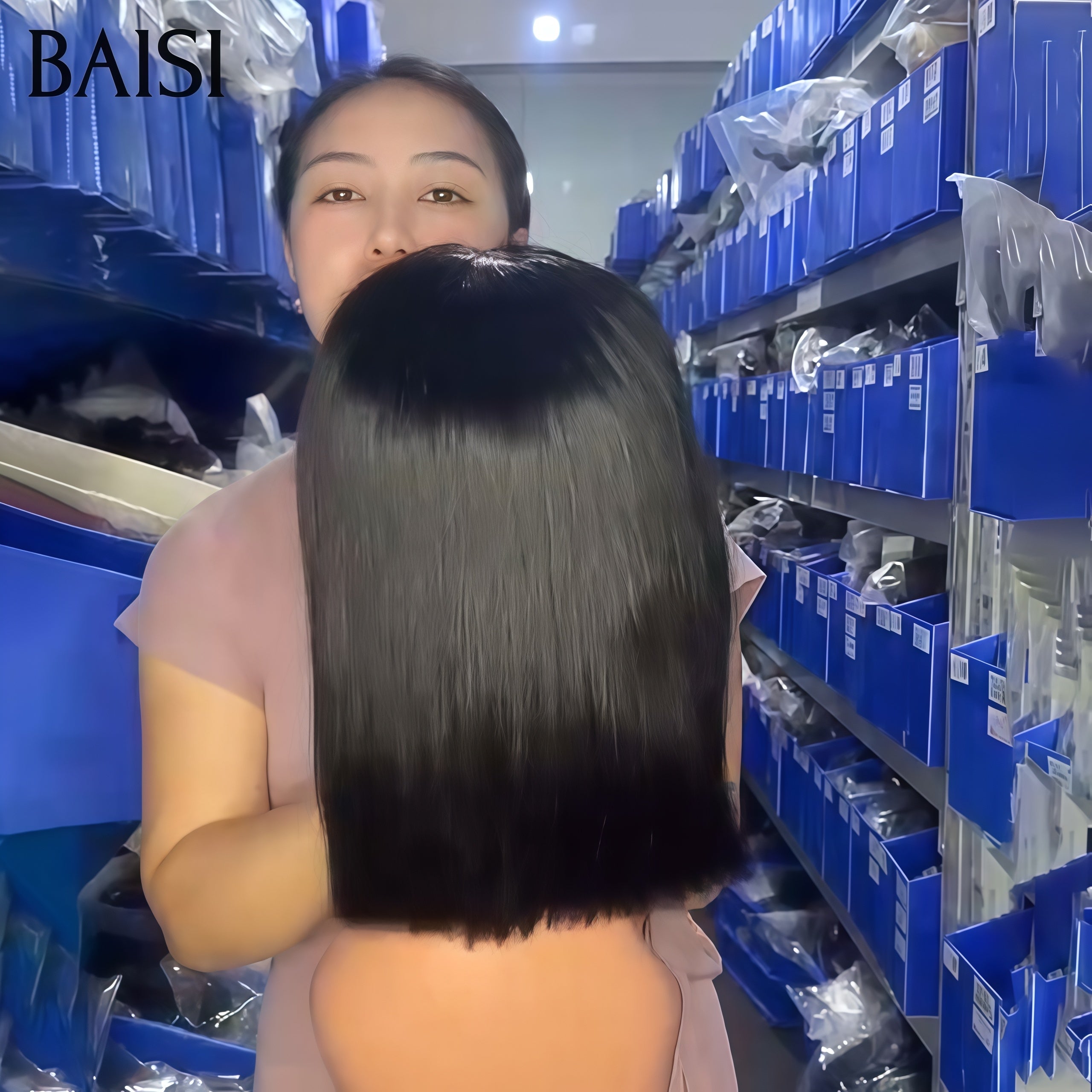 BAISI Grand Promo 66€ Perruque lace frontale Lisse 10 Pouces en France en 100% Vrais Cheveux Humains FR38