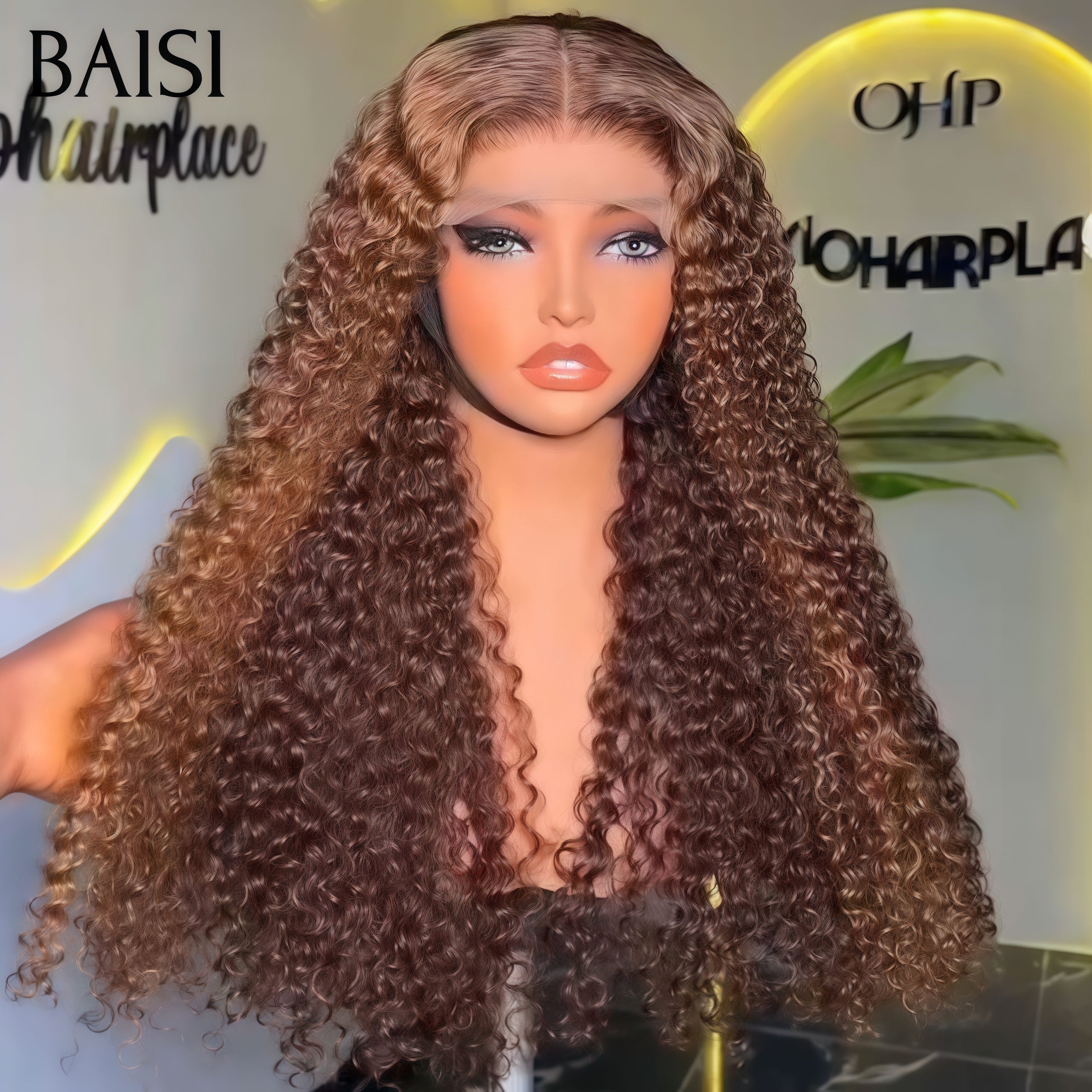 BAISI 13x4 leimlose lockige Bob-Perücke in Schwarz, 8-14 Zoll Spitzenfront, leicht zu tragen, 100 % Echthaar