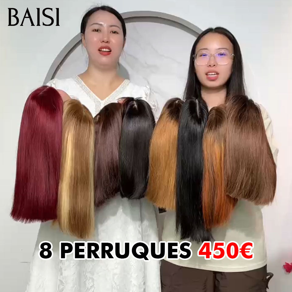 BAISI Promotion 8 perruques Prix pour Revendre 450€ Bob lisse 8 couleurs 100% vrais cheveux humains