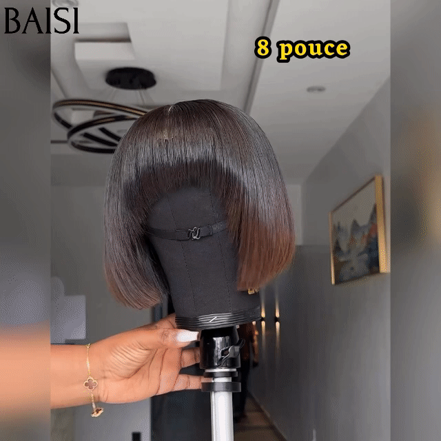 BAISI Grande Promo 15A Vietnam Hair SDD BONE STRAIGHT 300% densité BOB sans lace LISSE AVEC FRANGE 1BT4# 8 Pouces 79.9€ En 100% Cheveux Humains