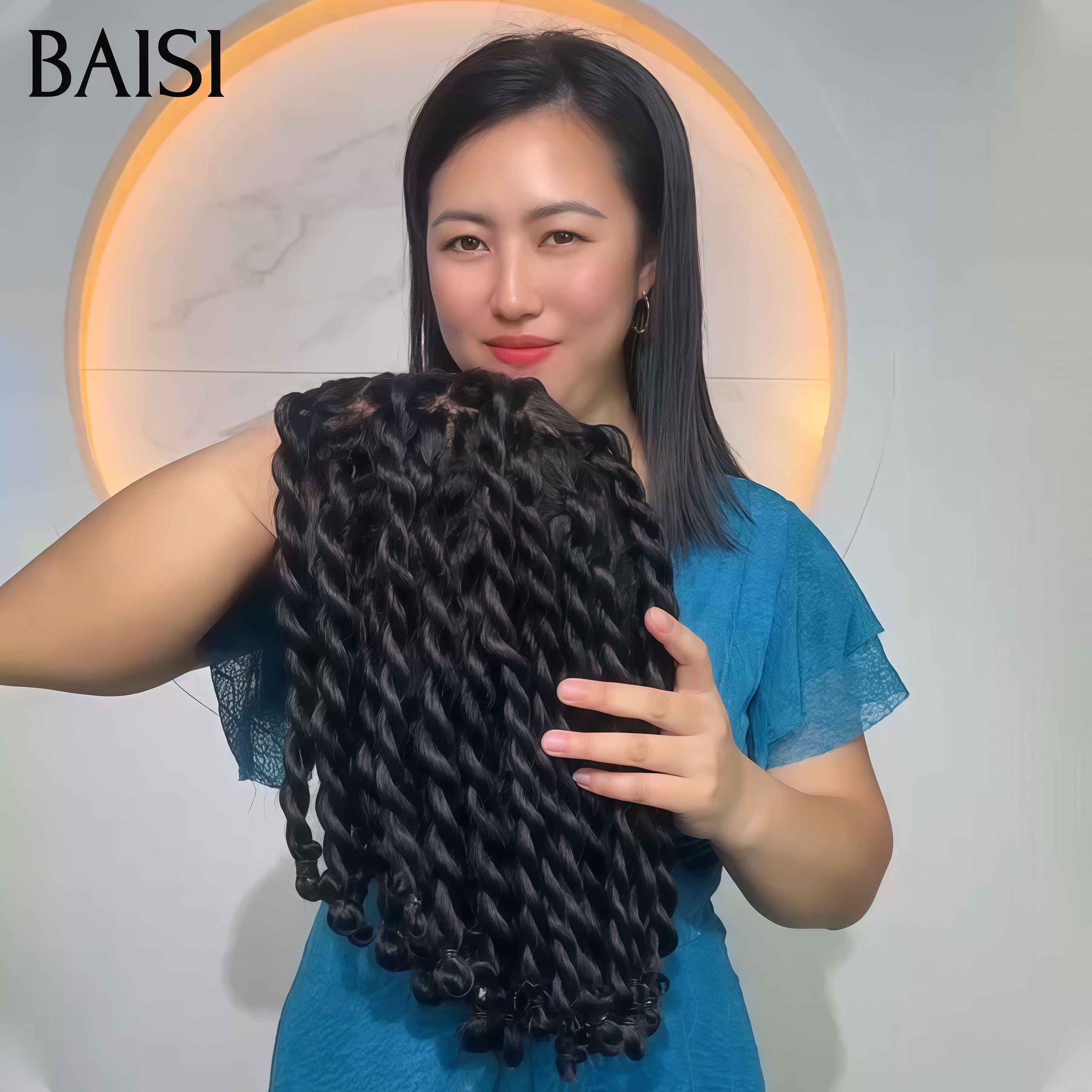 BAISI Perruques 13X4 Lace frontal avec coiffure tressée natte promotion 129€ 100% comme indiqué sur la photo En 100% cheveux humains BS120
