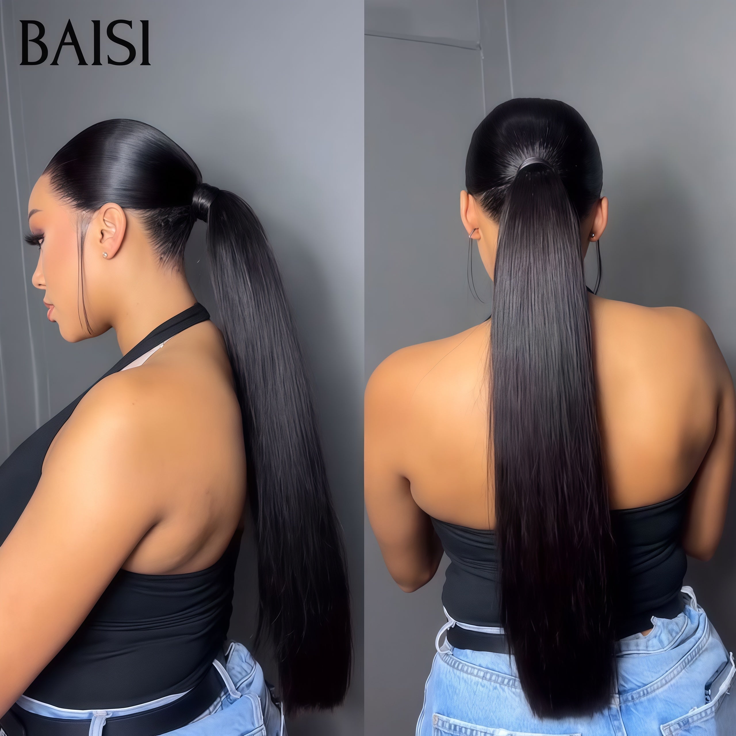 BAISI Perruque en chignon bun lisse 100% Cheveux Naturels Style personnalisé NOIR 26 Pouces 169€ 100% Comme la video 100% cheveux humains