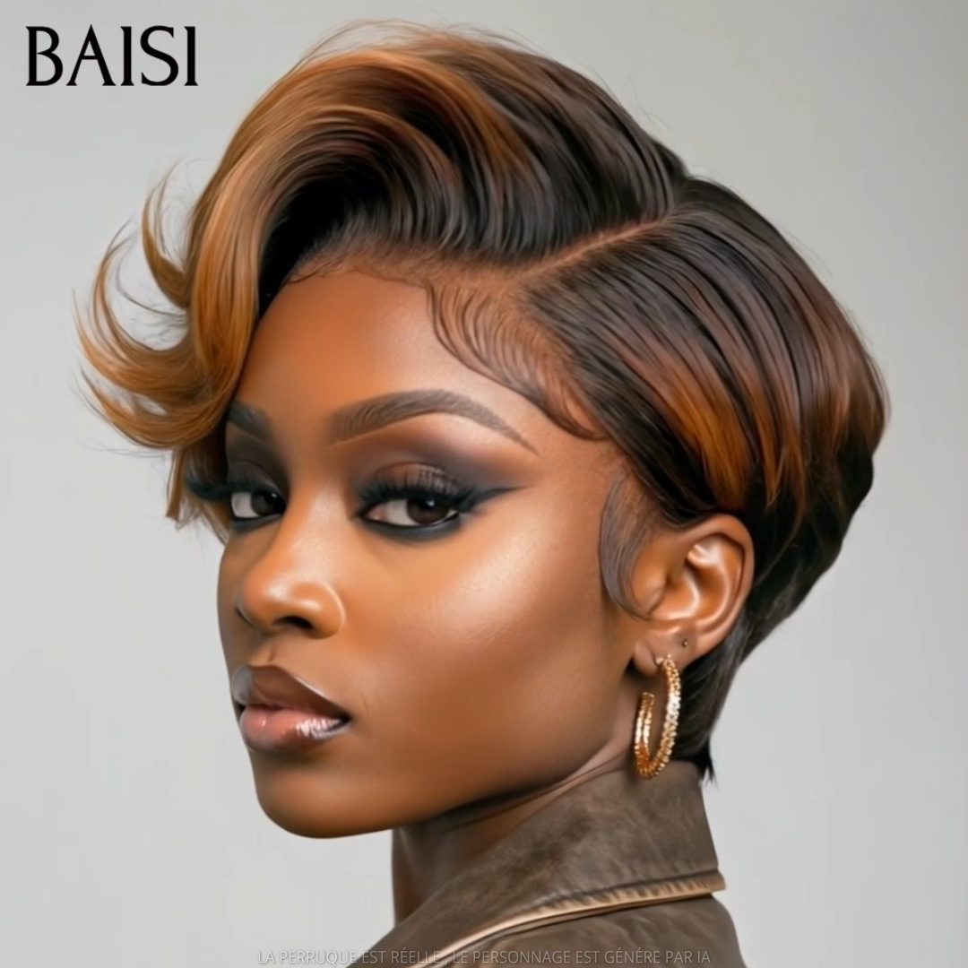 BAISI 13x4 Lace Perruque Déjà Coiffée Lisse Couleur Marron 4/30# 76€ Belle et Audacieuse en 100% Cheveux humains