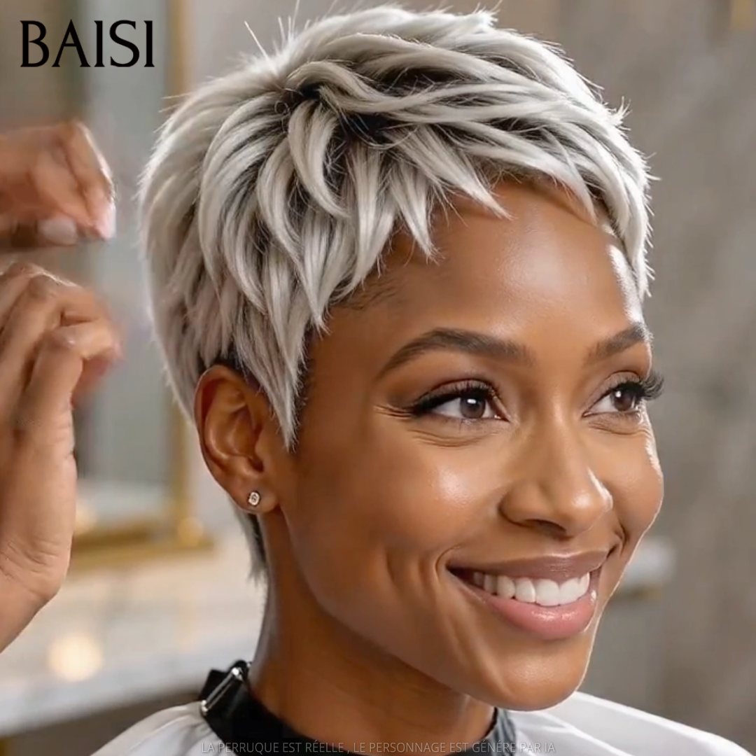 BAISI Collection Pepper and Salt 13X4 Frontal Parrucca Body Wave Colore #1Bmix613 100% Capelli Umani Veri