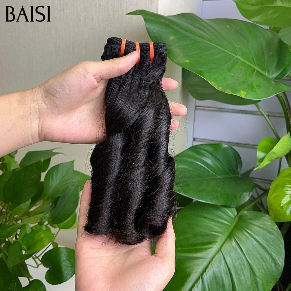 BAISI 15A Grade 3 Knäuel aus reinem Haar, 100 % vietnamesisches Haar, doppelt gezeichnetes Fumi-Haar, Frühlingslocken