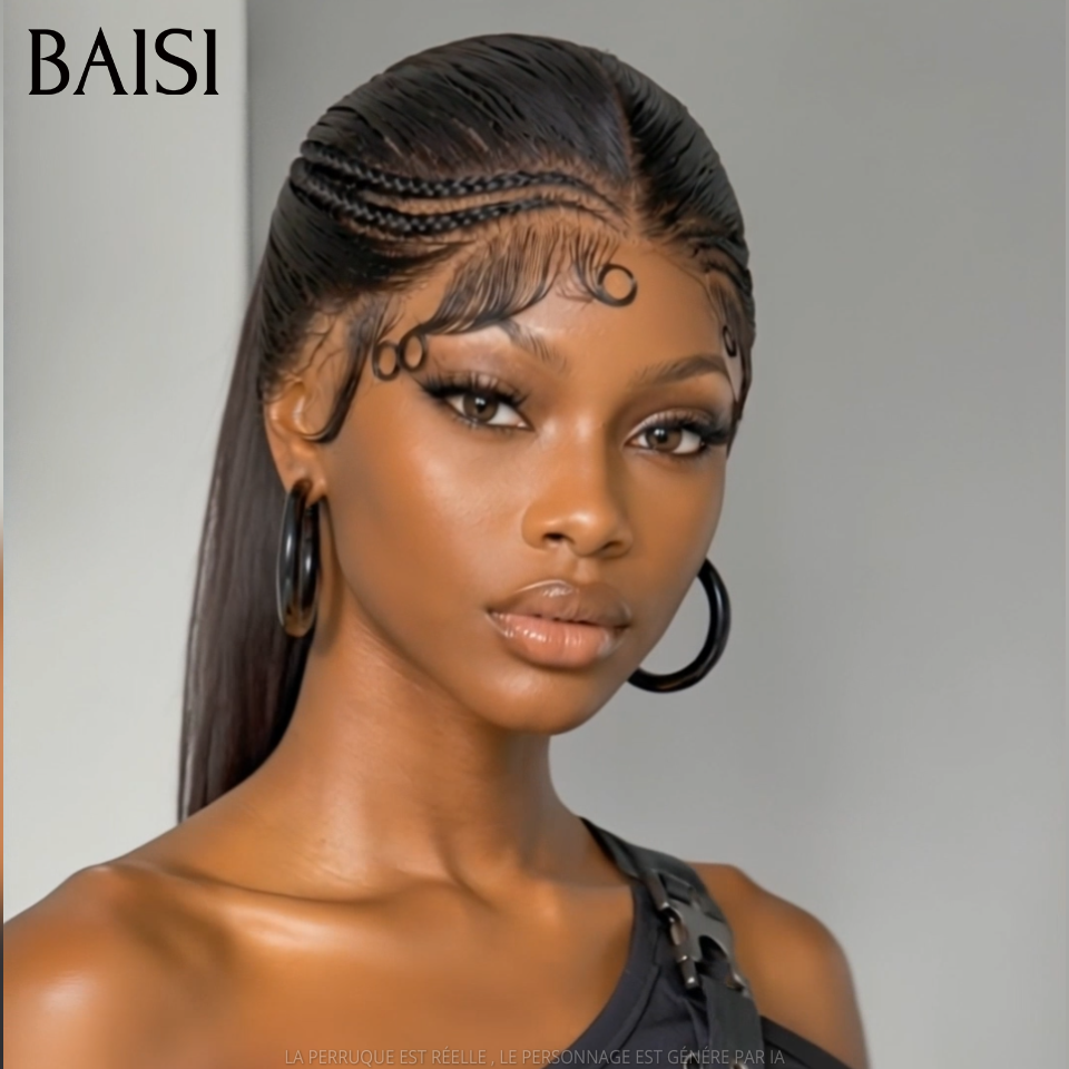BAISI Full Lace Perruque Lisse Déjà Coiffée Couleur Noir 1B# 10Pouces 139€ ou 20Pouces 199€ Ultra Agréable et Confortable en 100% Cheveux humains