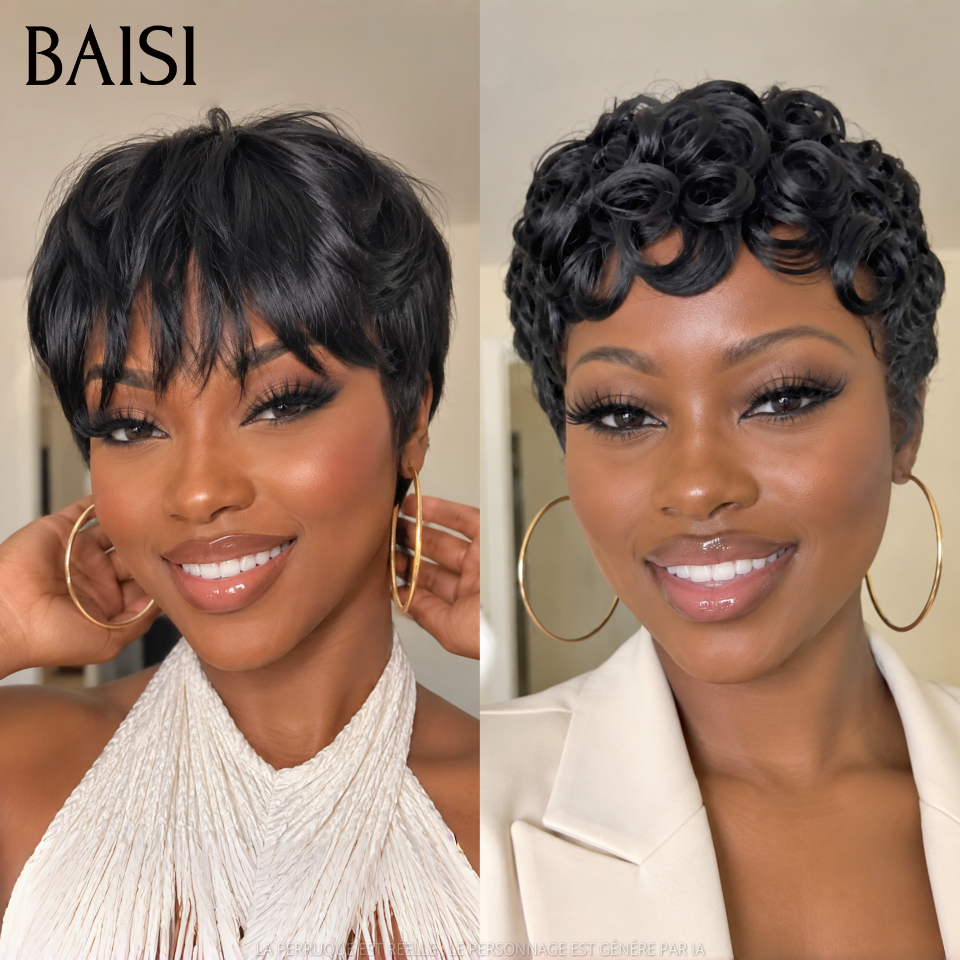 BAISI 2 Pixie 75€ Fabriqué à la Machine ou Pixie Lisse 50€ ou Pixie chioma 45€ en 100% Cheveux Humains