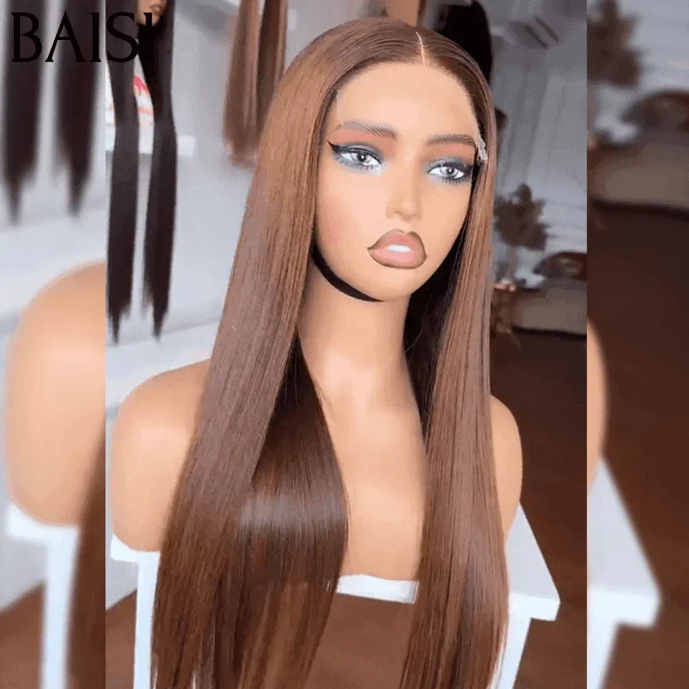 BAISI 4x4 Brown Straight Wig 20 inches €175 luxury 250% density in 100% Human Hair
