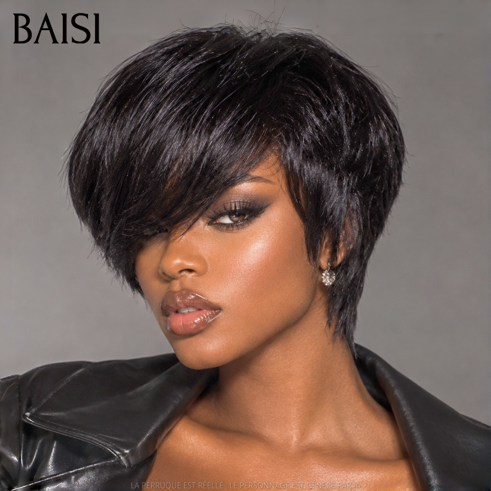 BAISI 2 pixie perruques afro curly 85€ ou Lot de 3 perruques 278€ ou 2 perruques 150€ en 100% vrais cheveux humains MP50
