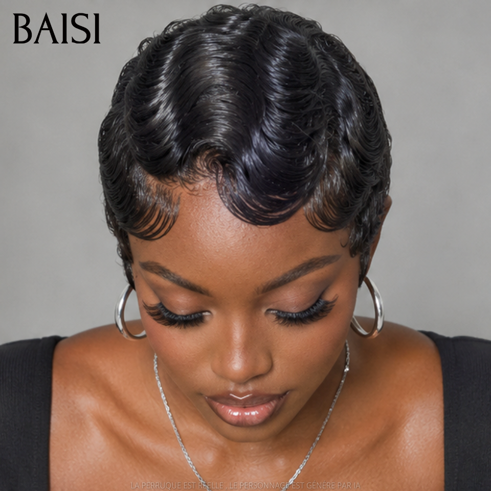 BAISI 5X5 Bob Wig Custom Cut in Color 1BT27# 10 Inches Vietnam Hair 300% Density Over 20 Years of Use FR38