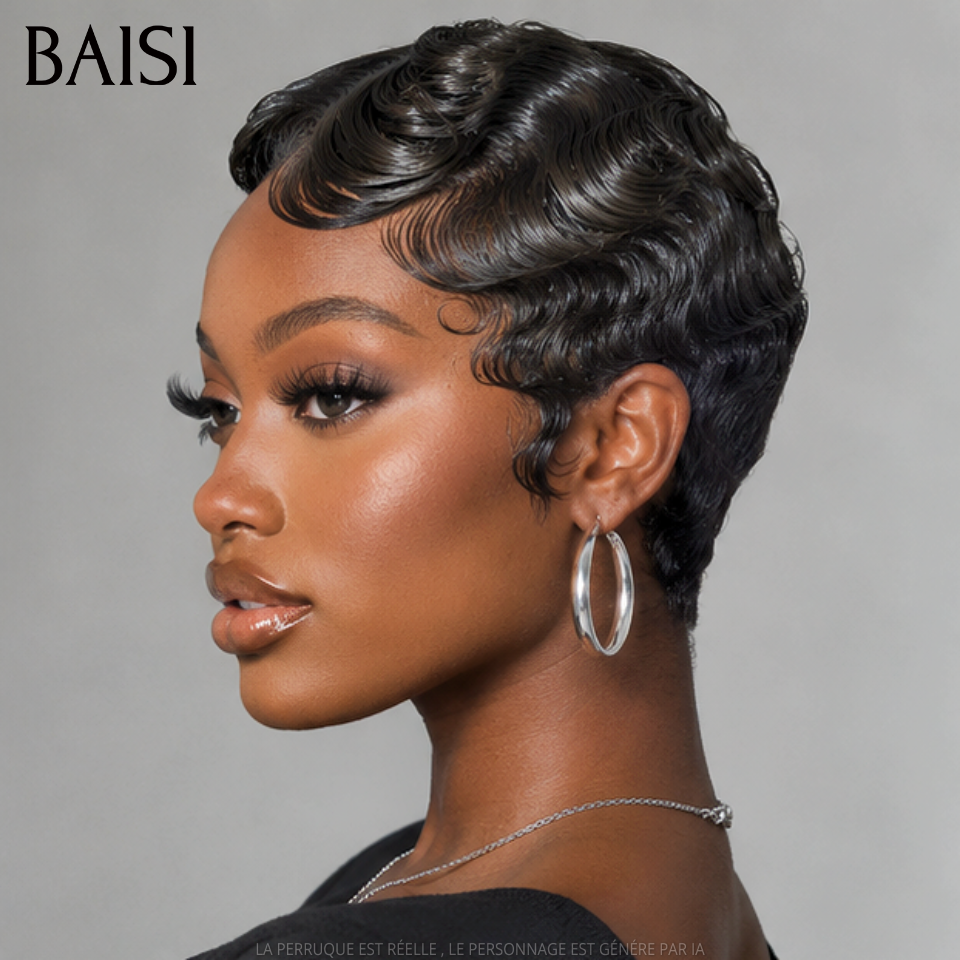 BAISI 5X5 Bob Wig Custom Cut in Color 1BT27# 10 Inches Vietnam Hair 300% Density Over 20 Years of Use FR38