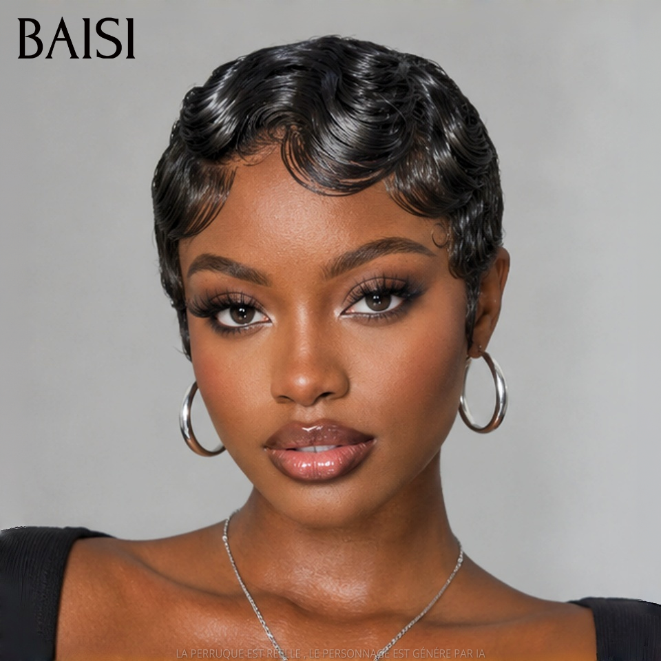BAISI 5X5 Bob Wig Custom Cut in Color 1BT27# 10 Inches Vietnam Hair 300% Density Over 20 Years of Use FR38