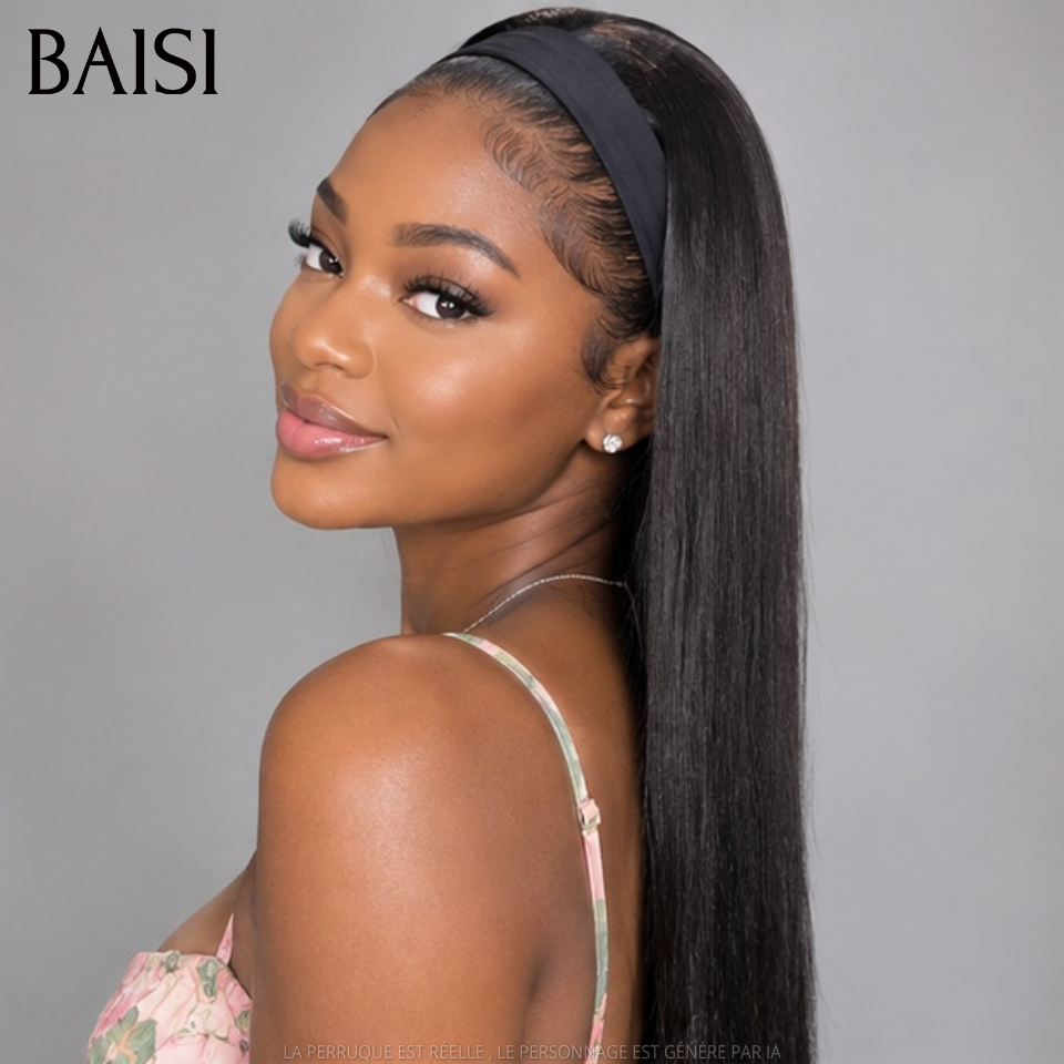 BAISI Perruque Bandeau Lisse SDD bone straight 100% Vietnam hair sans Colle Pratique Installation en 100% Cheveux Humains