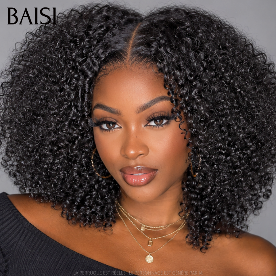 BAISI Perruque Synthétique Lisse Avec Frange Coupe Chinoise Synthétique 1081