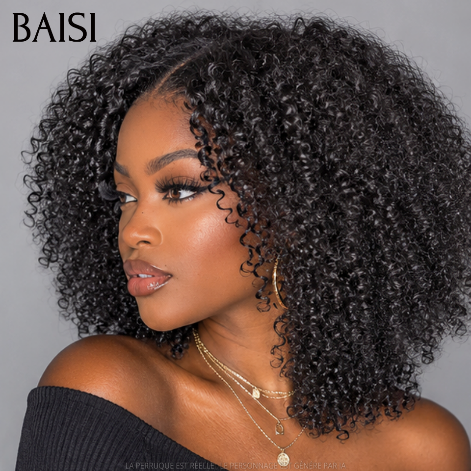 BAISI Perruque Synthétique Lisse Avec Frange Coupe Chinoise Synthétique 1081