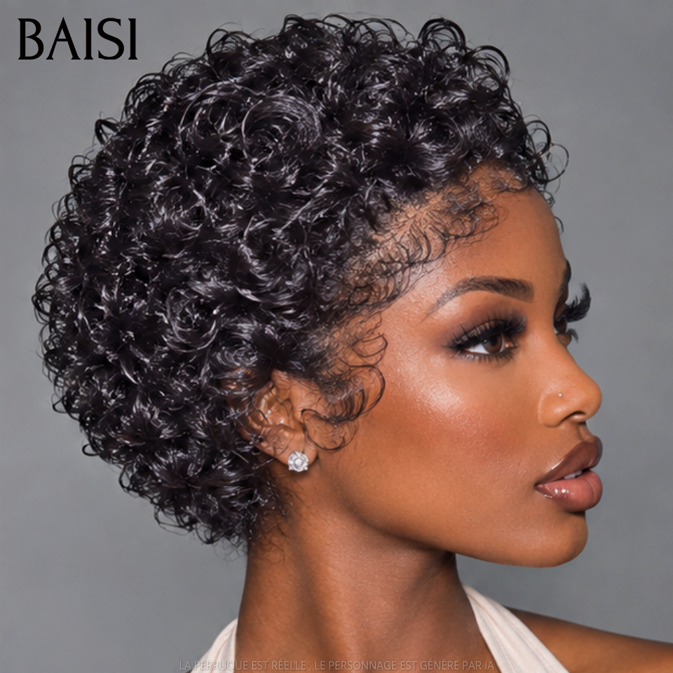 BAISI 13x4 Lace Frontale Lote de 2 Perucas Curtas, 1 Pixie Curly 69€ e 1 Bob Carré Liso 78€ Só Promoção inédita em 100% Cabelo Humano