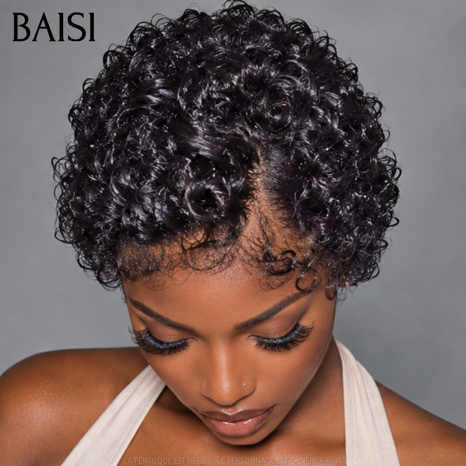BAISI 13x4 Lace Frontale Lote de 2 Perucas Curtas, 1 Pixie Curly 69€ e 1 Bob Carré Liso 78€ Só Promoção inédita em 100% Cabelo Humano