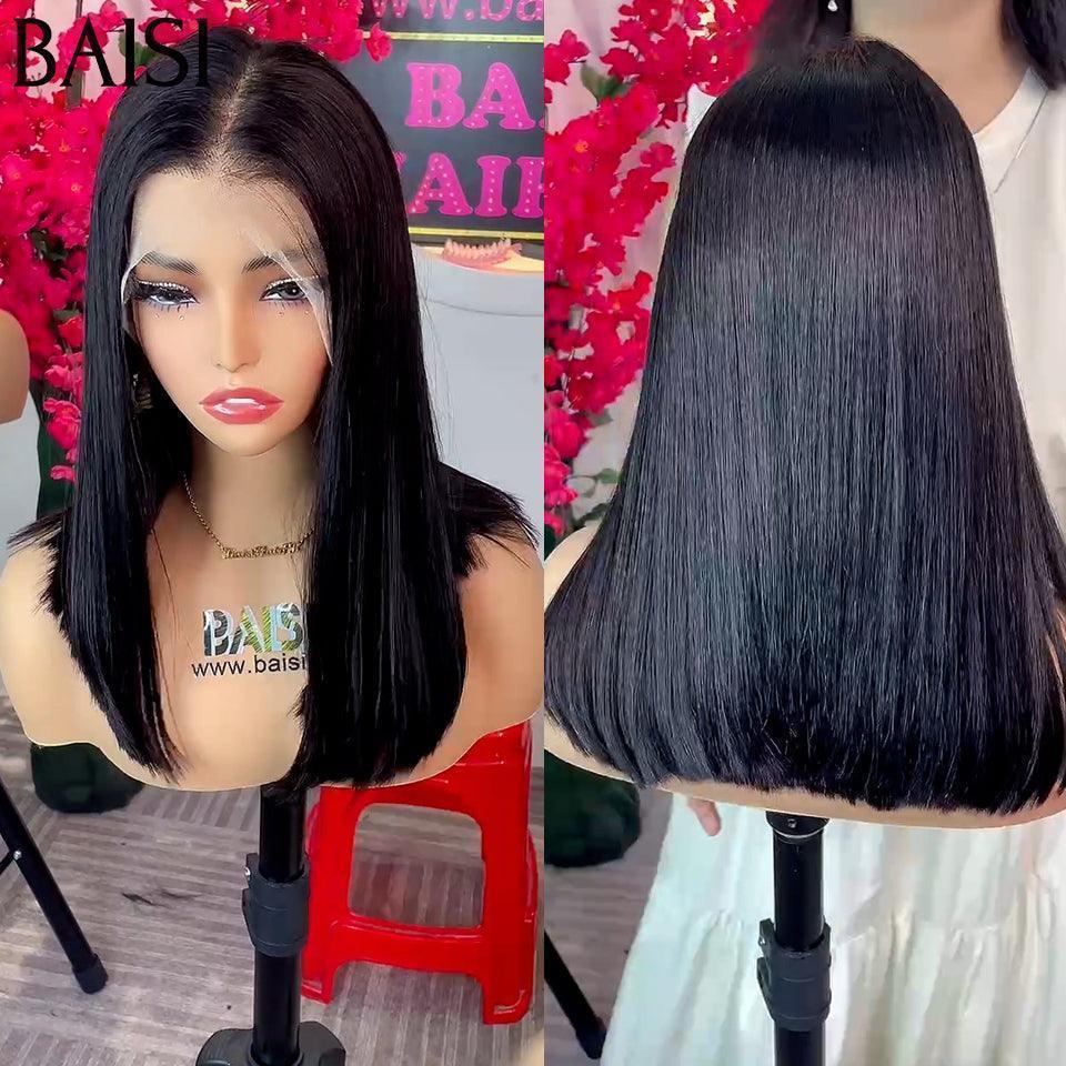 BAISI Parrucca diritta BOB 13X4 in pizzo di lusso NERA 14 pollici € 140 in capelli umani al 100%
