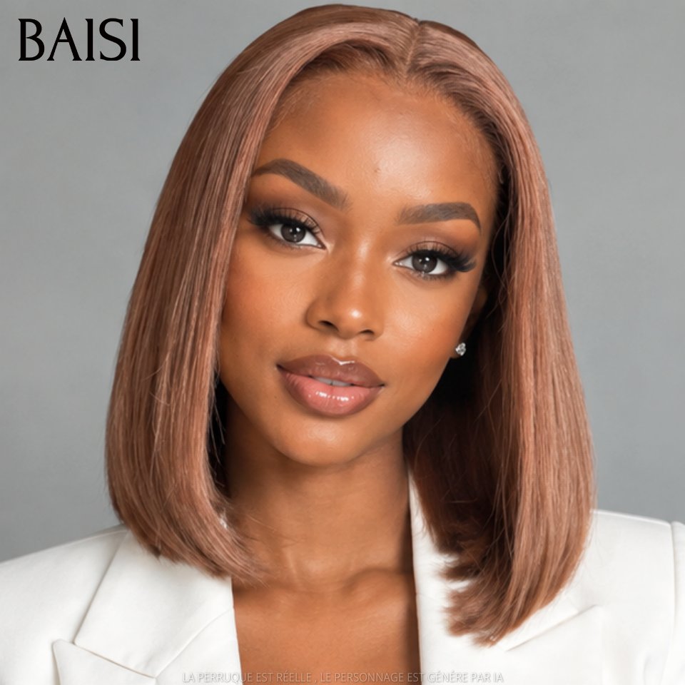 BAISI 1 Castanho mel 30# 125€ ( 4*4 com cordão ) recomendado ou 3 perucas bob liso para revenda 200€ renda 2X6 8 polegadas em cor Bordeaux 99J# e Castanho 4/27# e Mel 1BT30# 100% cabelo humano verdadeiro FR38