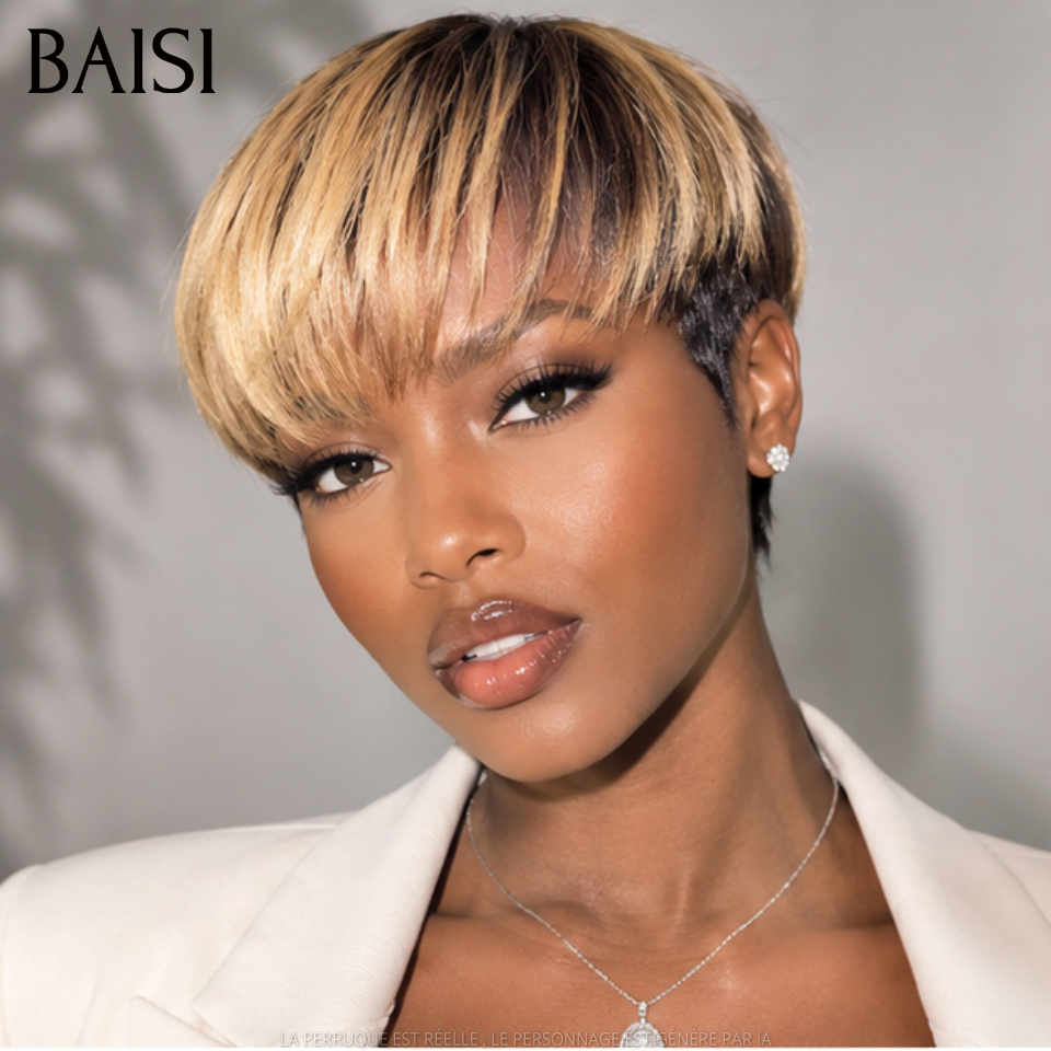 BAISI Parrucca frontale in pizzo 13x4 con onde pixie e dita taglio piccolo 6 pollici € 79 In capelli umani al 100% B FR20