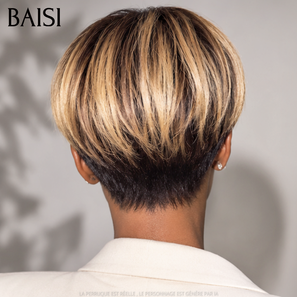 BAISI Parrucca frontale in pizzo 13x4 con onde pixie e dita taglio piccolo 6 pollici € 79 In capelli umani al 100% B FR20