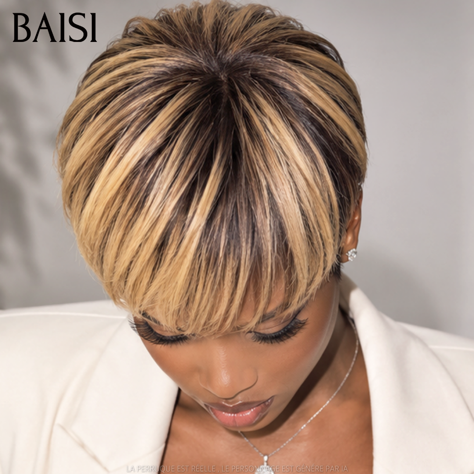 BAISI Parrucca frontale in pizzo 13x4 con onde pixie e dita taglio piccolo 6 pollici € 79 In capelli umani al 100% B FR20
