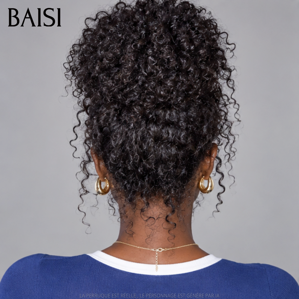 BAISI BLACK FRIDAY perruque en chignon bun Upgrade Invisible Strap 360 lace curly wave 360 invisible et réglable 250% densité en 100% Raw Hair Lace déjà couper