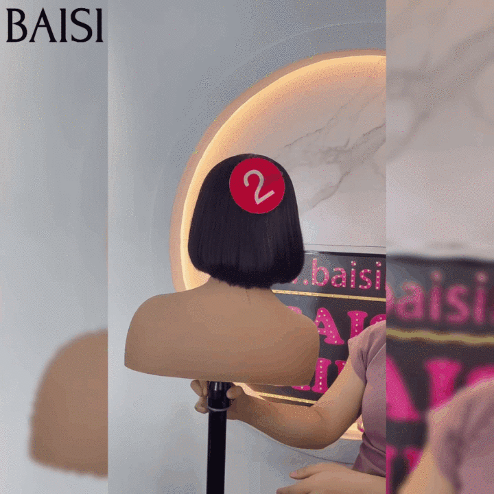 BAISI Grande Promo 15A SDD BONE STRAIGHT 8 Pouces 68€ Perruques de Luxe 100% Vietnam Hair BOB LISSE AVEC FRANGE En 100% Cheveux Humains