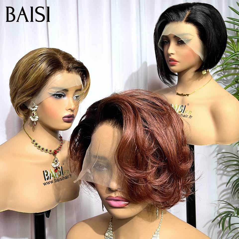 BAISI 3 Perruques pixie 13X4 lace 166€ Réduction avec code promo en 100% vrais cheveux humains, Code: FR20