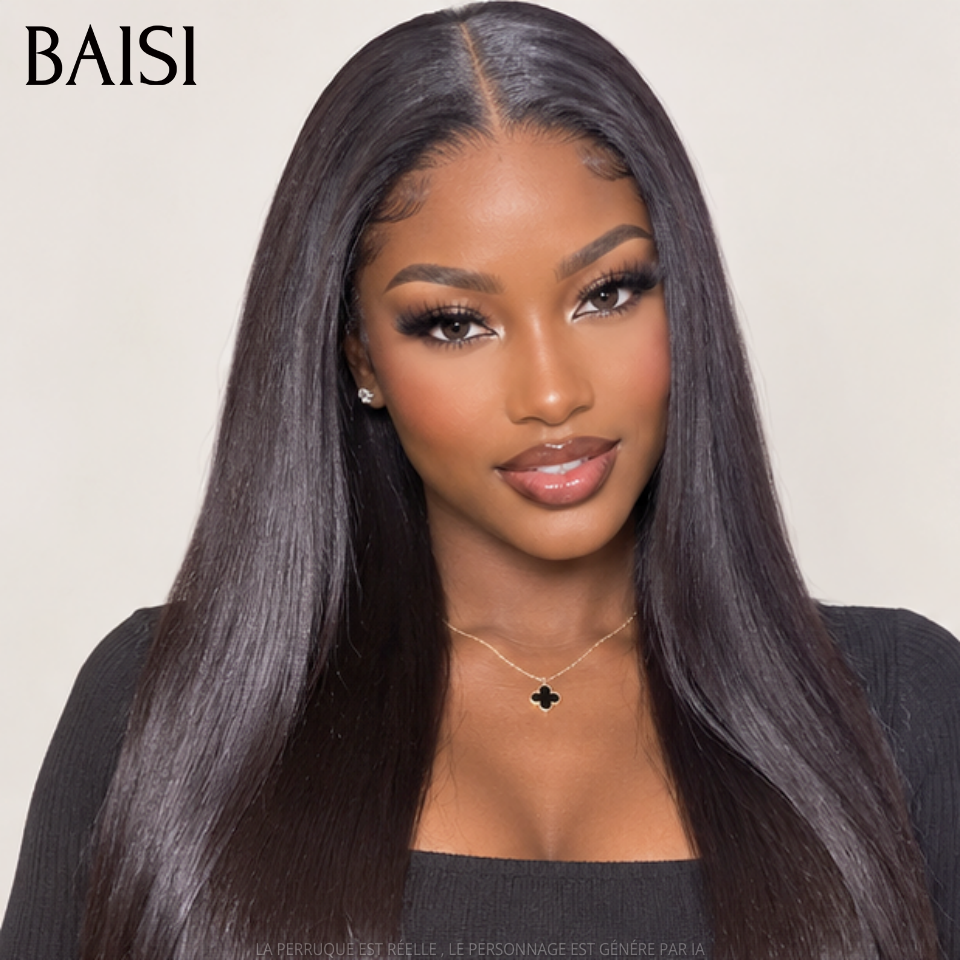 BAISI 2X6 lace closure Perruque lisse NOIR moitié prix 14 Pouces DE luxe Vietnamese Hair en 100% Cheveux Humains MP50