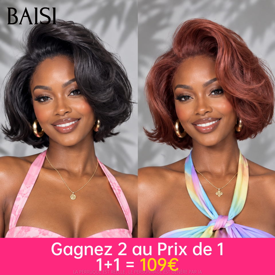 BAISI Gagnez 2 au Prix de 1 = 109€ 13x4 lace frontal lisse en noir et couleur en 100% Cheveux Humains
