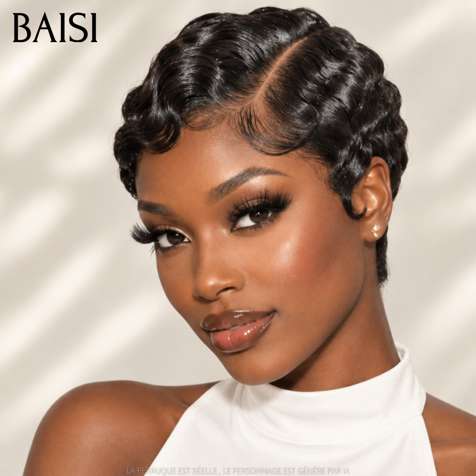 BAISI Achetez 1, recevez 2 139€ 13x4 lace frontal lisse 20 pouces miel et sans Colle pixie water wave en 100% Cheveux Humains
