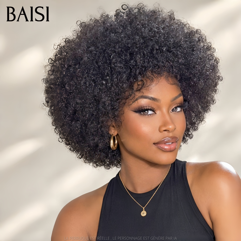 BAISI Achetez 1 +1 Gratuite= 58€ Offre Flash Pixie Afro et finger wave sans Colle En 100% Cheveux Humains