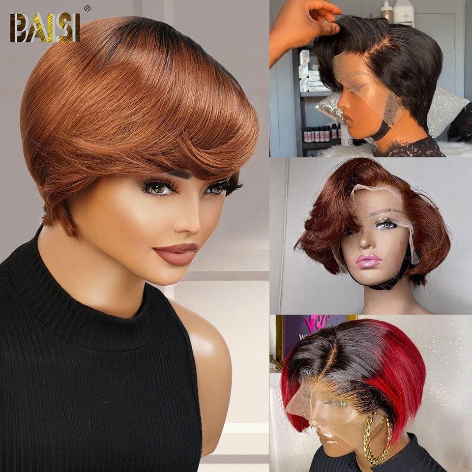 BAISI T Part Lace Custom Wig With Side Part or 2X6 Smooth Lace 10 Inch Luxury Bob 98€
