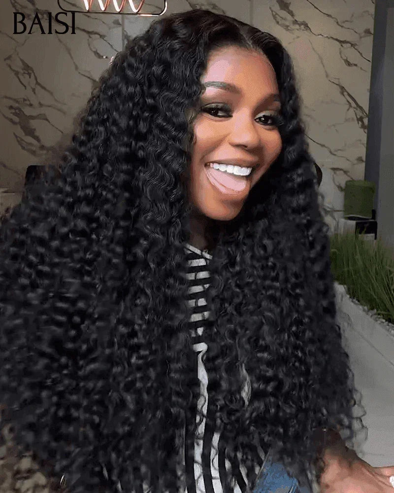 BAISI 13x4 Frontal Perruques de Luxe Curly volume 350% densité 24 pouce 219€ A1 Fabriquées par les cheveux double drawn mèches vièges plus de 20 ans d' utilisations FR38