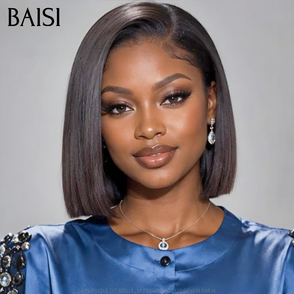 BAISI 2X6 lace Perruque BOB Lisse 8pouces 98€ ou 10pouces 118€ de Luxe Haute Qualité Viêtnam Hair Lisse BOB en Couleur Noir en 100% Cheveux Humains FR38