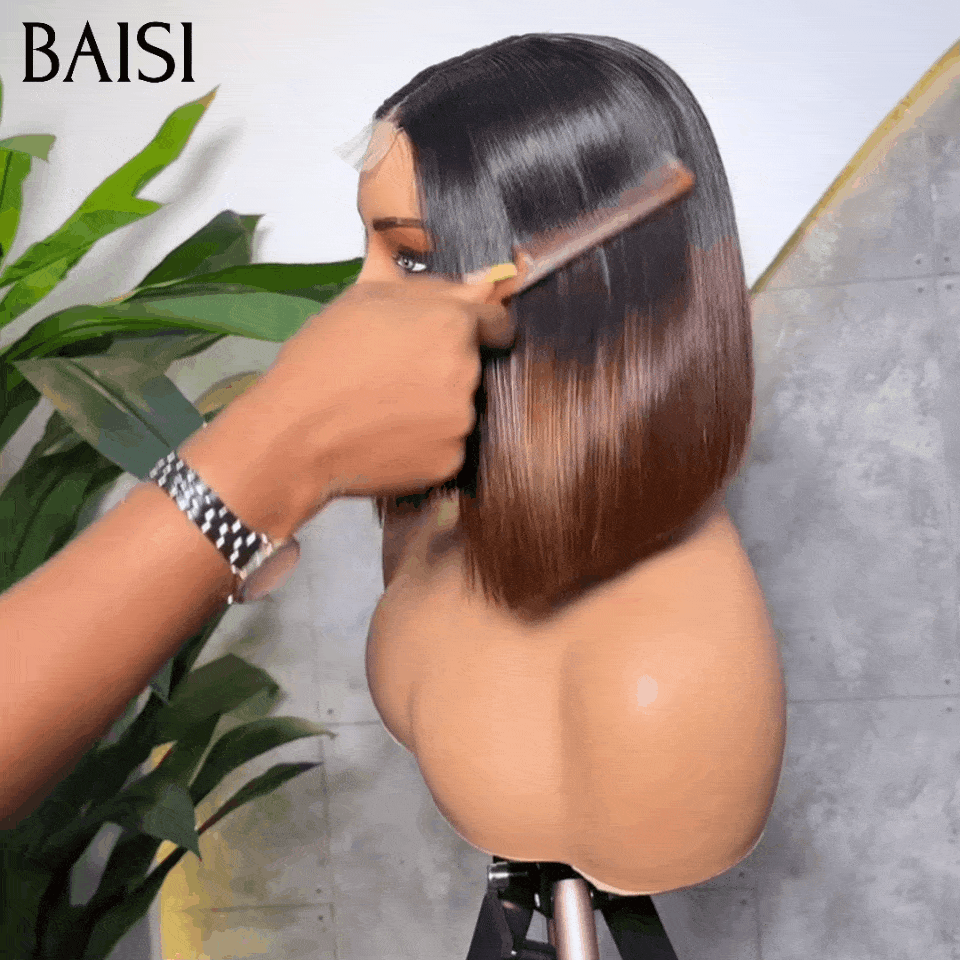 BAISI 2X6 Perruque Bob Lisse En Marron #1B4 de luxe 12 pouces en 100% Cheveux Humains vietnam hair VIP100