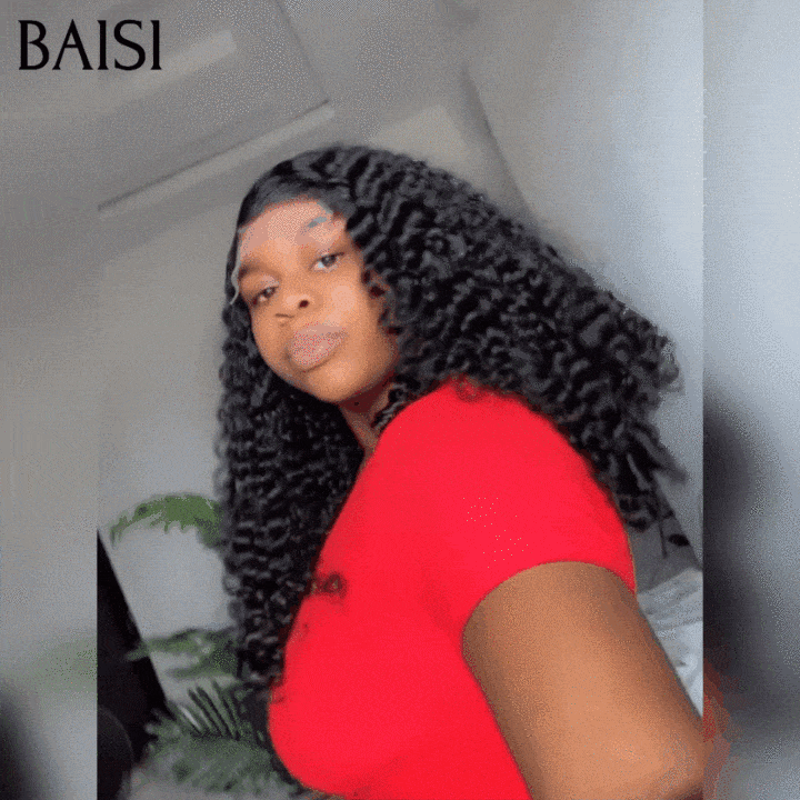 BAISI 4X4 Perruques de Luxe Volume 250% densité noir Curly Wave double drawn mèches vièges en 100% Cheveux Humains