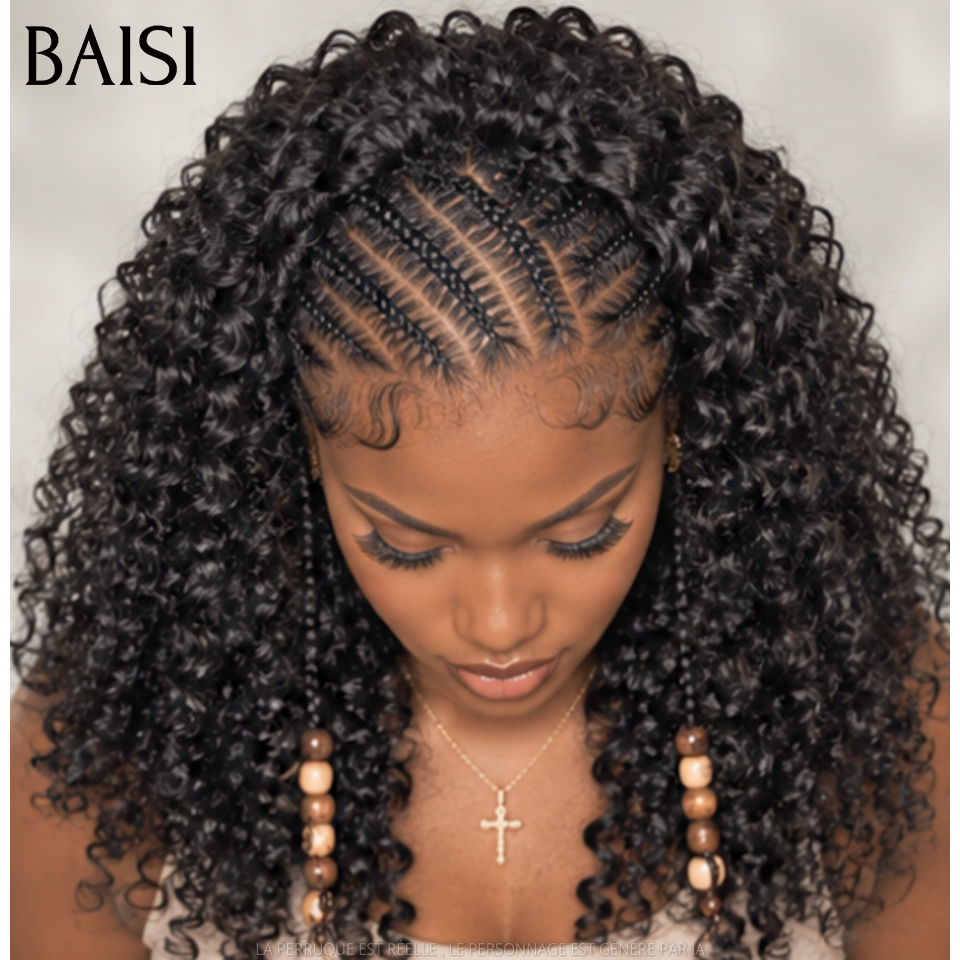 BAISI Extensions Plumes 100% Cheveux Humains Deep Wave Couleur Noir 1B# Pose Etape par Etape en Crochet 100Gr Plus de Longueur et de Volume Port Durable