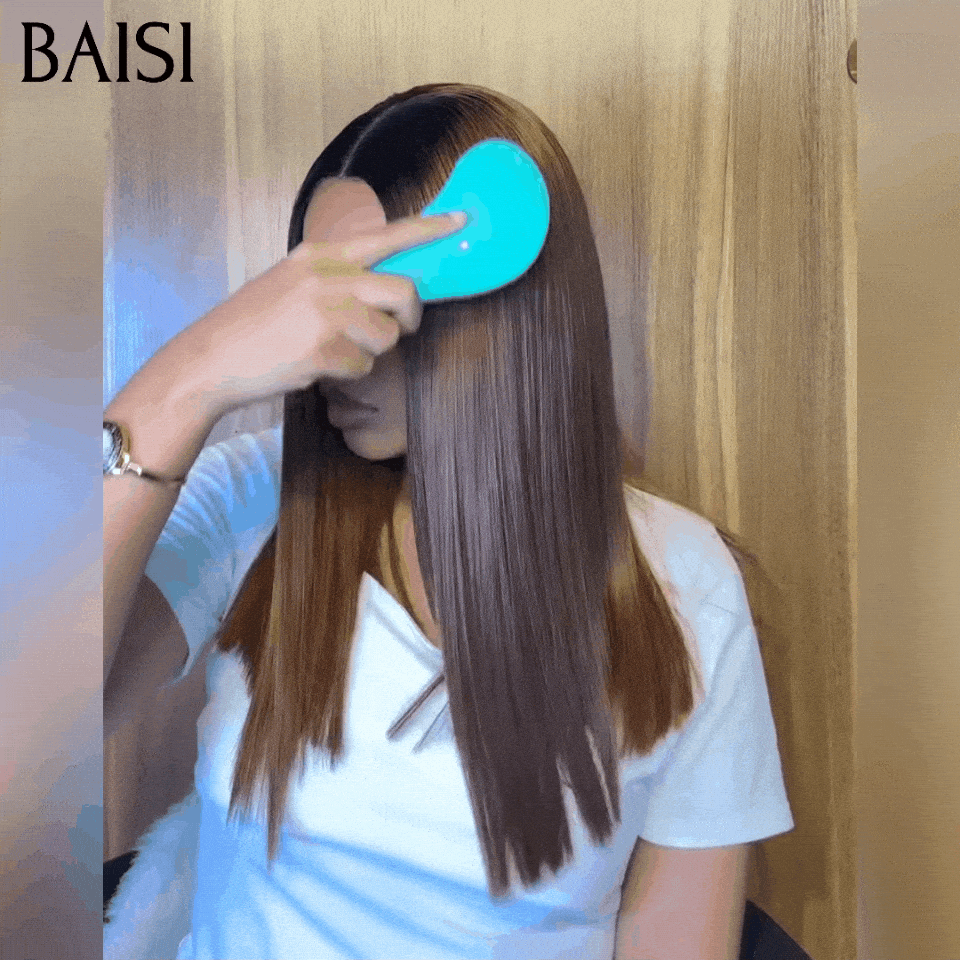 BAISI 300% densité Perruques de Luxe SDD BONE Straight 100% Viêtnam Hair 2X6 Lace Perruque Lisse 16 Pouce en couleur 1B#4 marron