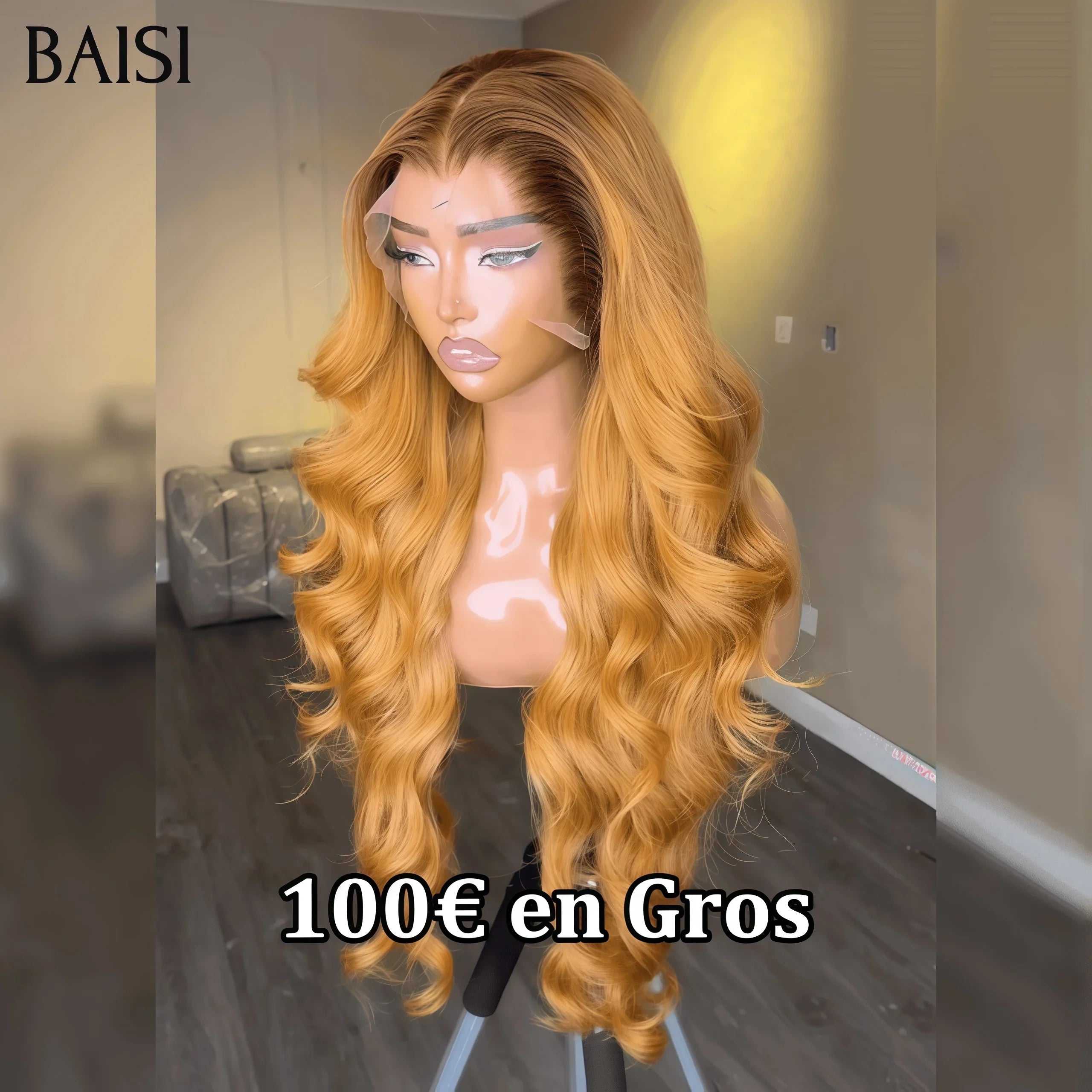 BAISI Achetez 2 perruques minimum au prix d'usine fournisseur 13x4 Lace Frontal Perruque Body wave Couleurs personnalisées 4T27# en 100% Cheveux Humains (Pas Besoin de Code)