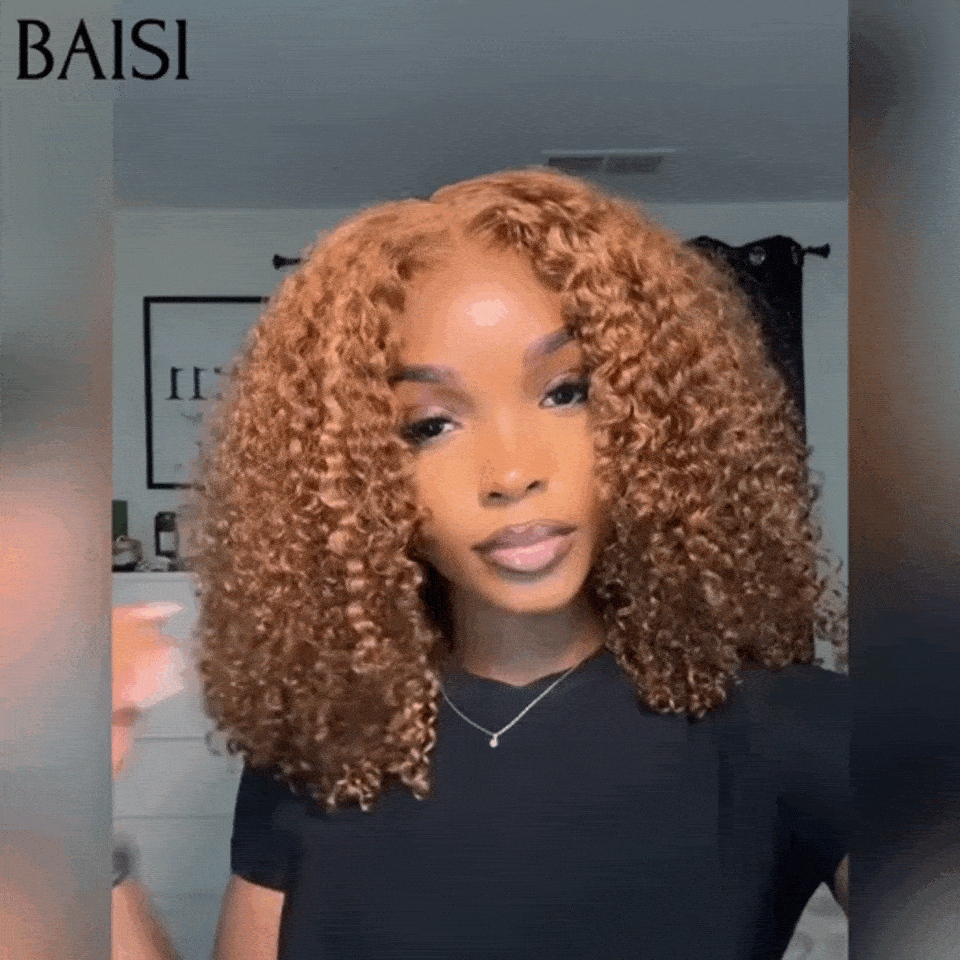 BAISI 4X4 Perruques de Luxe water Wave 145€ en Couleur 4#Mix30# 250% densité 14 Pouces en 100% Cheveux Humains B