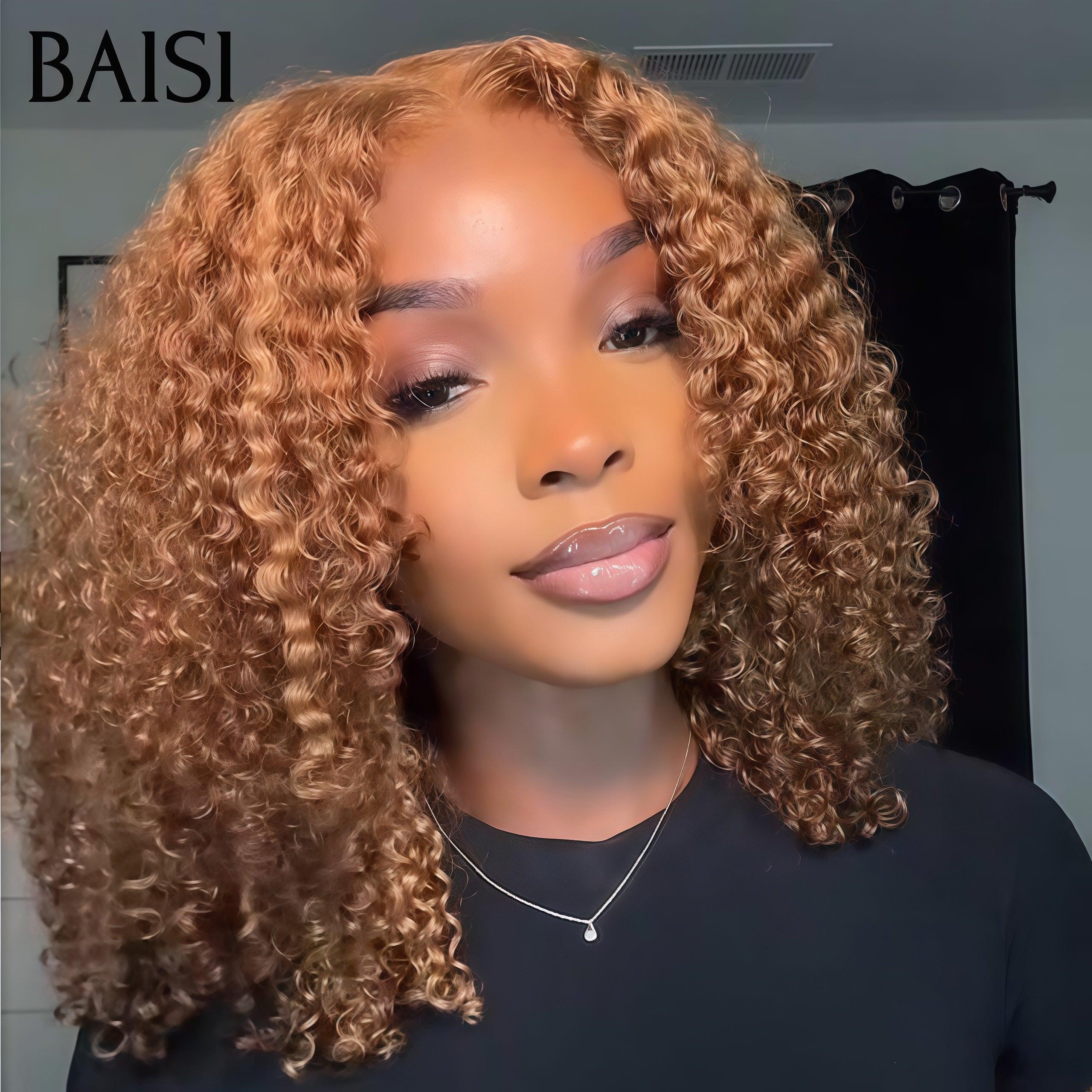 BAISI 4X4 Perruques de Luxe water Wave 145€ en Couleur 4#Mix30# 250% densité 14 Pouces en 100% Cheveux Humains B