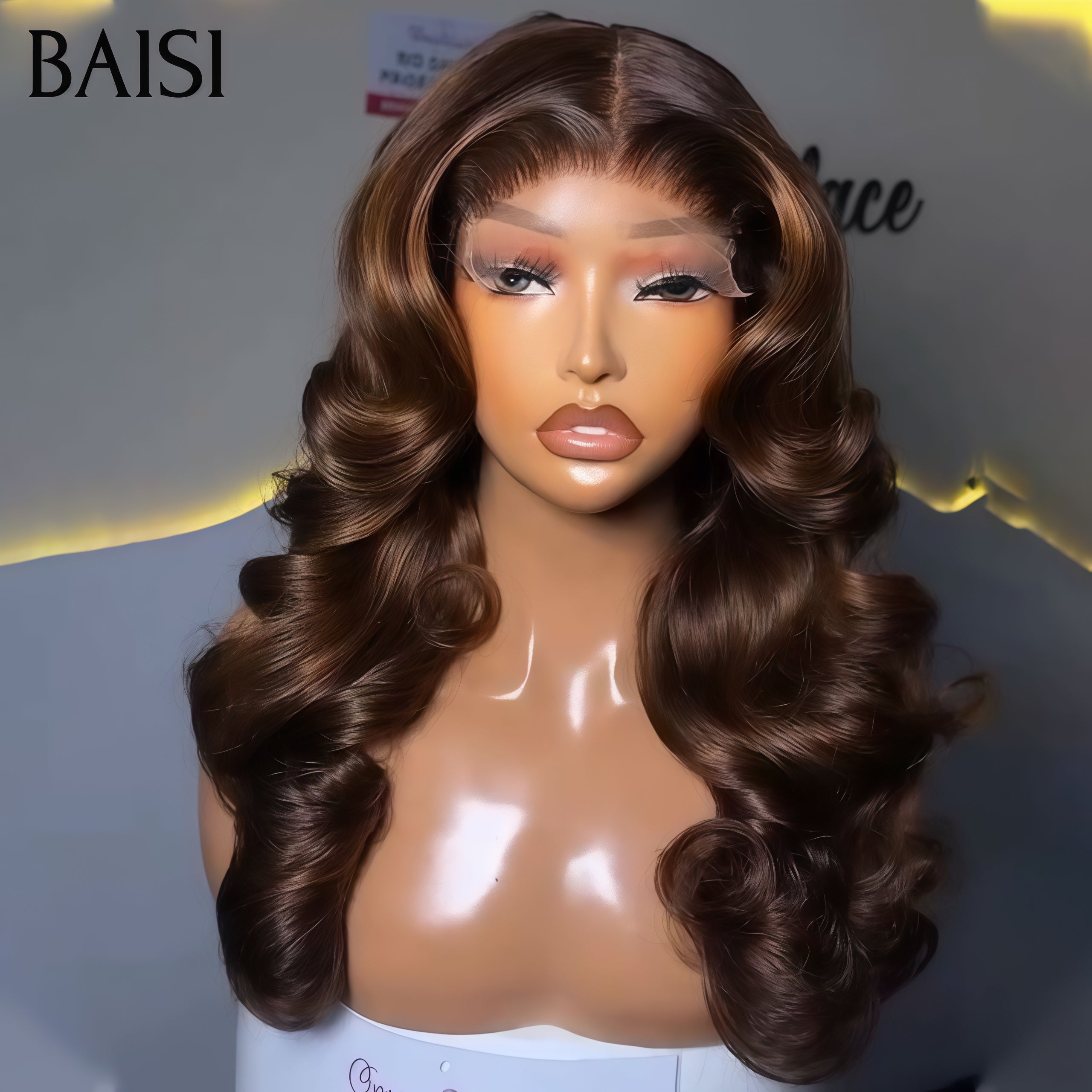 BAISI Nouvelle arrivée Perruque pour revendre 13x4 lace frontal Body wave 18 Pouces 109€ marron en 100% Cheveux Humains