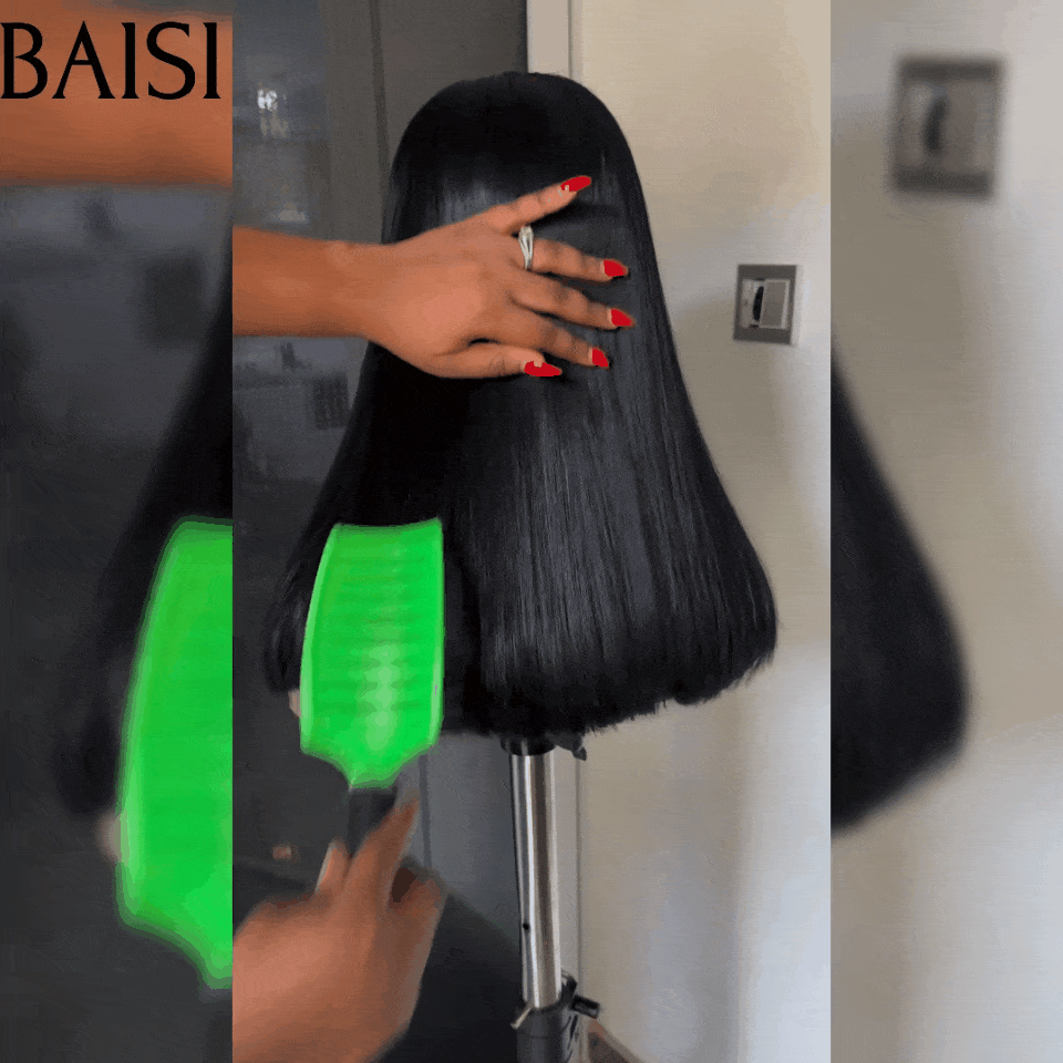 BAISI 4x4 Lace Wigs 16 Inches Luxury SDD BONE STRAIGHT 100% Vietnam Hair Straight A1 Made by human hair double drawn virgin hair strands volume 250% density FR38