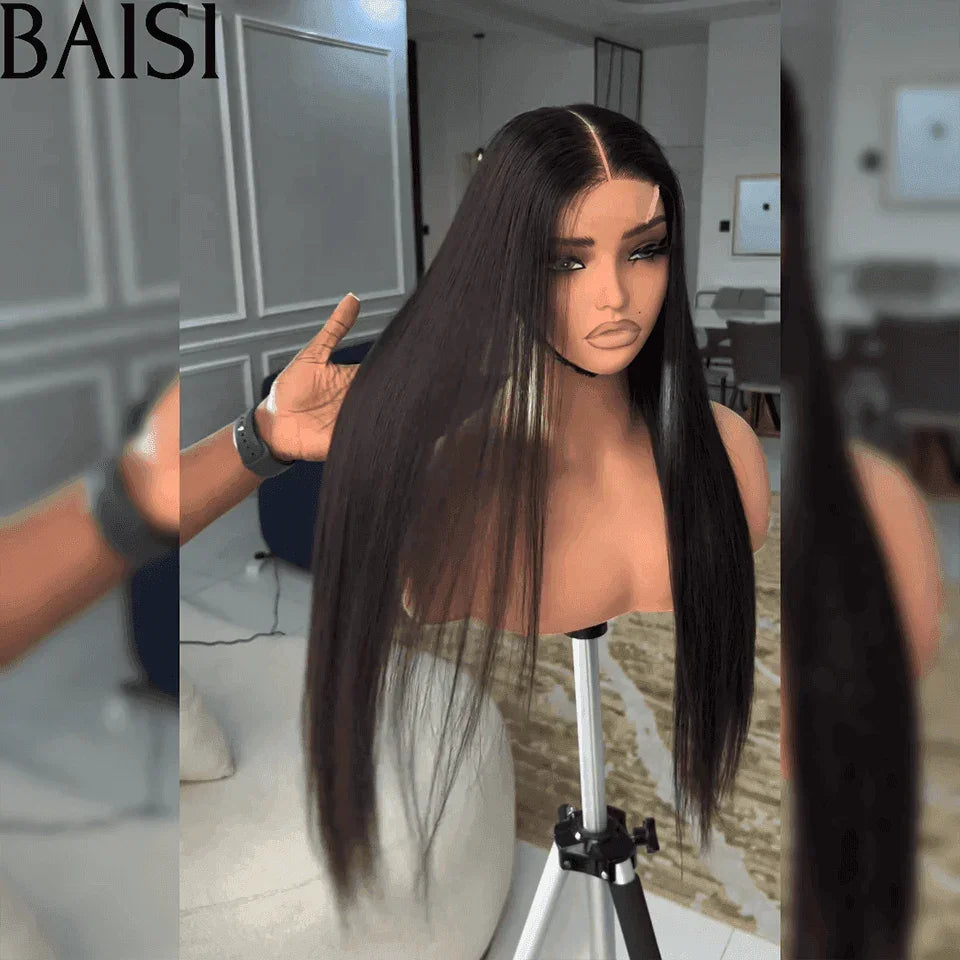 BAISI Perruques de Luxe 2X6 Lace Perruque BOB Noir Lisse 20 Pouce 175€ 250% densité en 100% Cheveux Humains Vietnam Hair