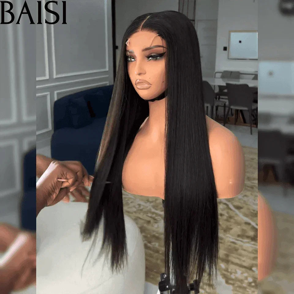 BAISI Perruques de Luxe 2X6 Lace Perruque BOB Noir Lisse 20 Pouce 175€ 250% densité en 100% Cheveux Humains Vietnam Hair